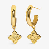 Joma Textured Clover Gold Plated Hoop Earrings