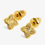 Joma Textured Clover Gold Plated Stud Earrings