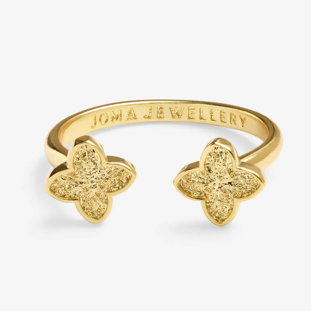 Joma Textured Clover Gold Plated Ring