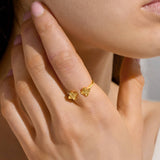 Joma Textured Clover Gold Plated Ring
