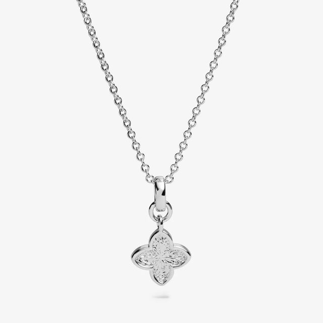 Joma Textured Clover Silver Plated Necklace