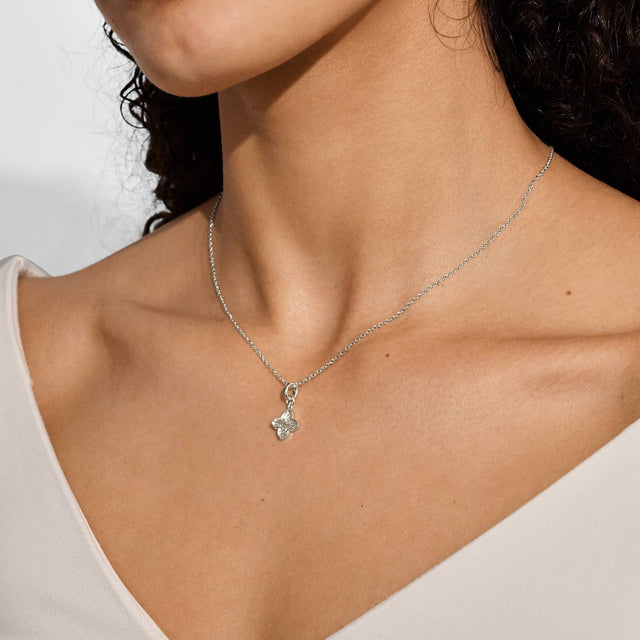Joma Textured Clover Silver Plated Necklace
