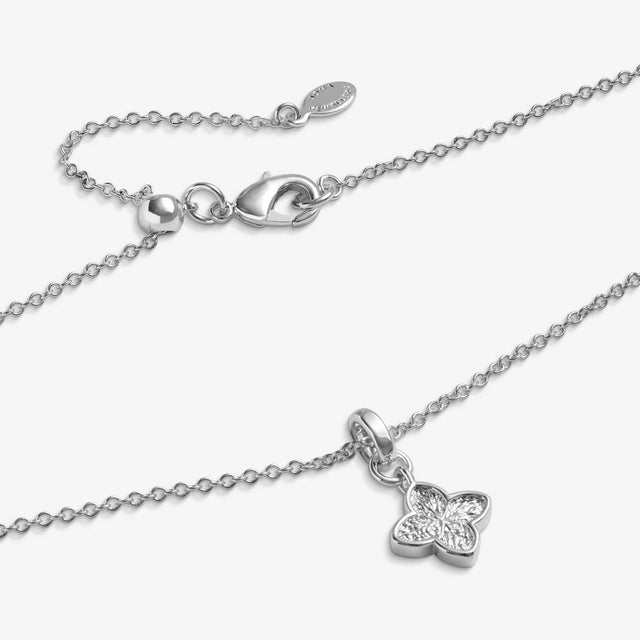 Joma Textured Clover Silver Plated Necklace