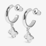 Joma Textured Clover Silver Plated Hoop Earrings
