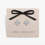 Joma Textured Clover Silver Plated Stud Earrings