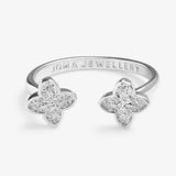 Joma Textured Clover Silver Plated Ring