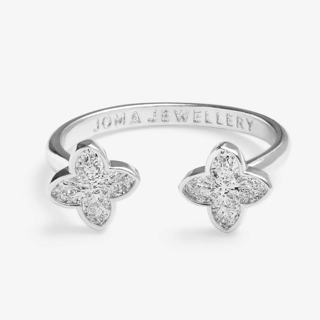 Joma Textured Clover Silver Plated Ring