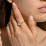 Joma Textured Clover Silver Plated Ring