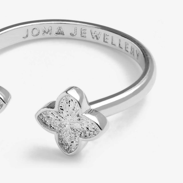Joma Textured Clover Silver Plated Ring