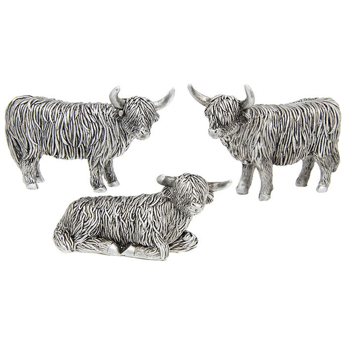 Silver Highland Cow Mini Standing