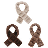 Faux Fur Crossover Scarf - Camel