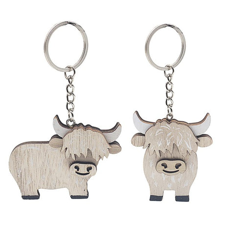 Keyring Wood Highland Cow - Side on
