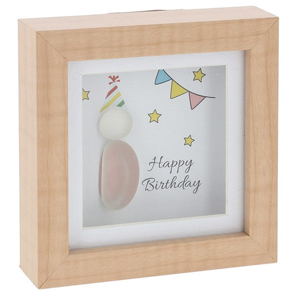 Mini Pebble Glass Square Plaque Birthday