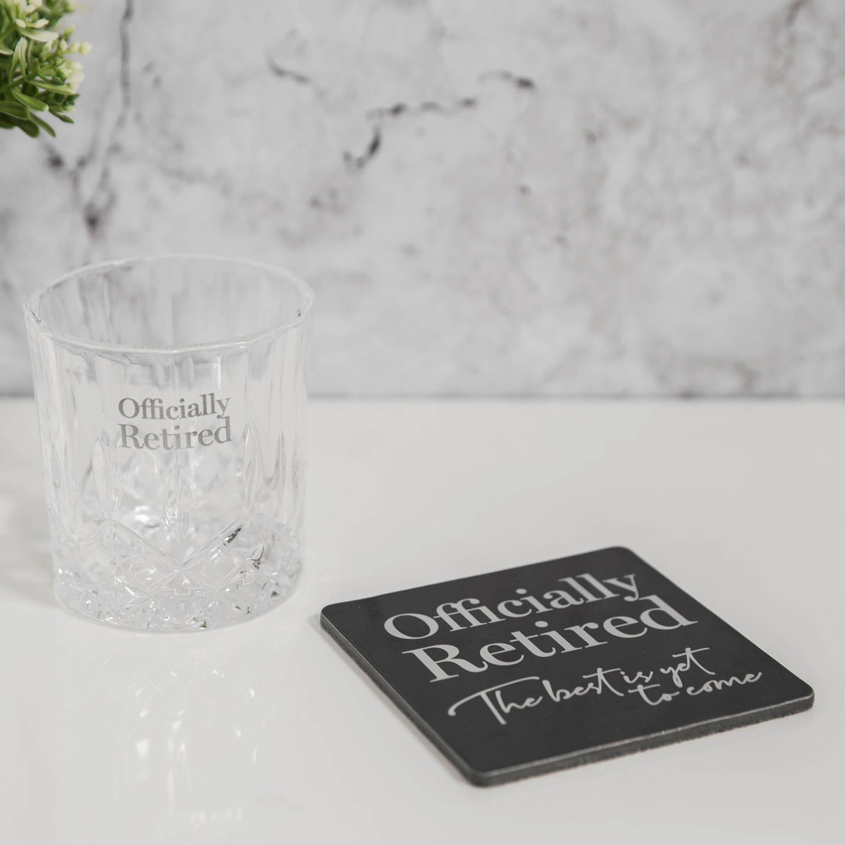 Retirement Whisky Glass and Coaster Set