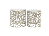 Templar Nickel & Marble Coral Side Tables - Set of 2