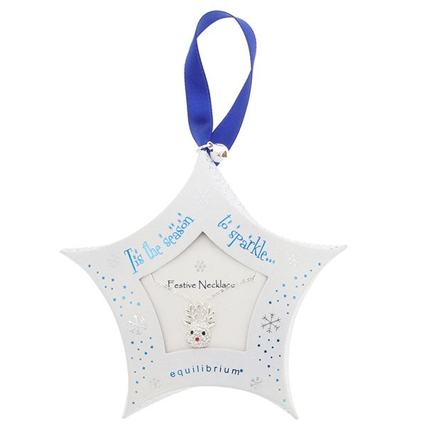 Festive Sparkle Silver Plated Reindeer Necklace