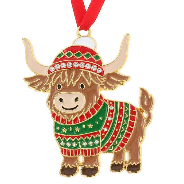 Xmas Treasures Cute Highland Coo Decoration