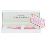 Ladies Pink 50th Birthday Pen