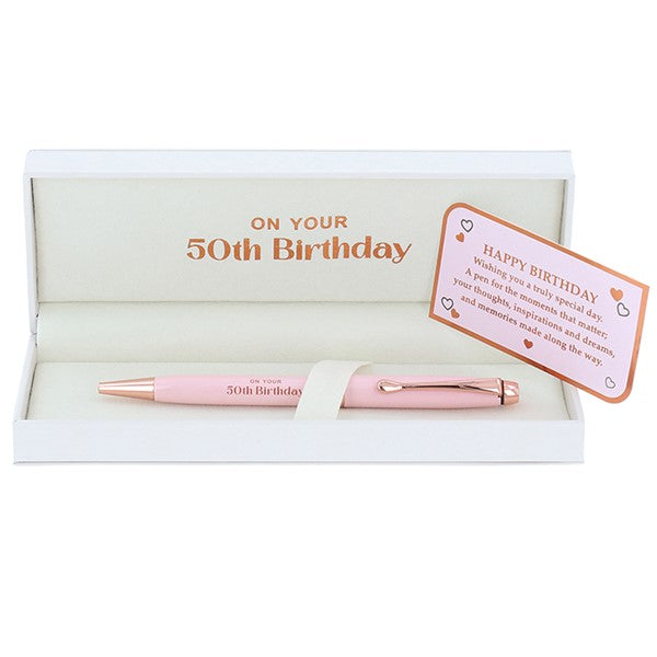 Ladies Pink 50th Birthday Pen