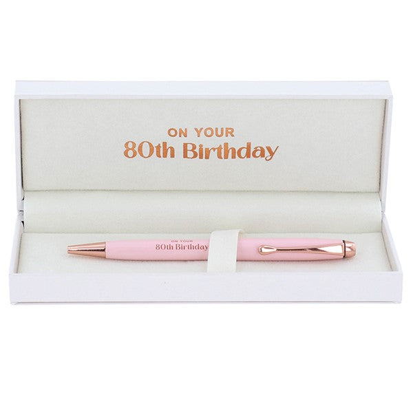 Ladies Pink 80th Birthday Pen