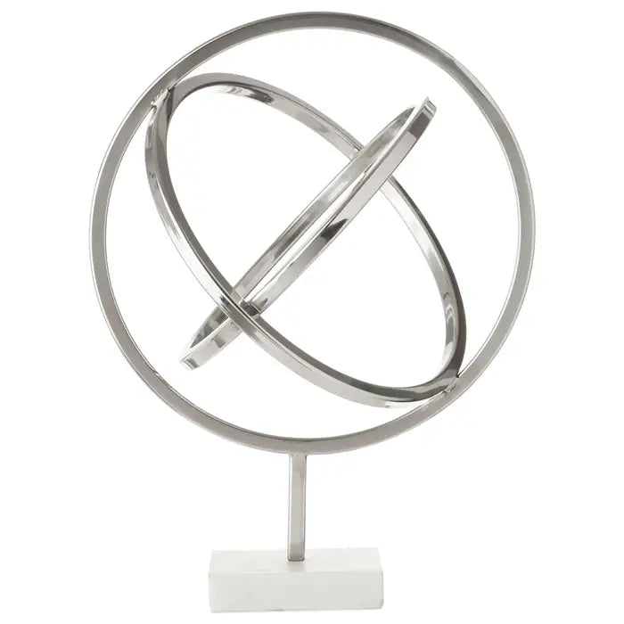 Mirano Silver Finish Spiral Sculpture with Marble Base