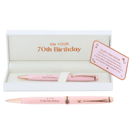 Ladies Pink 70th Birthday Pen