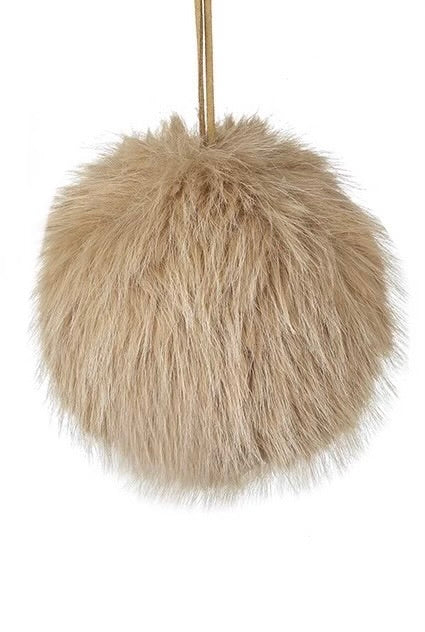 Beige Fluffy Pom Pom Bauble