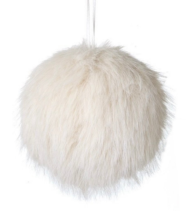 Cream Fluffy Pom Pom Bauble