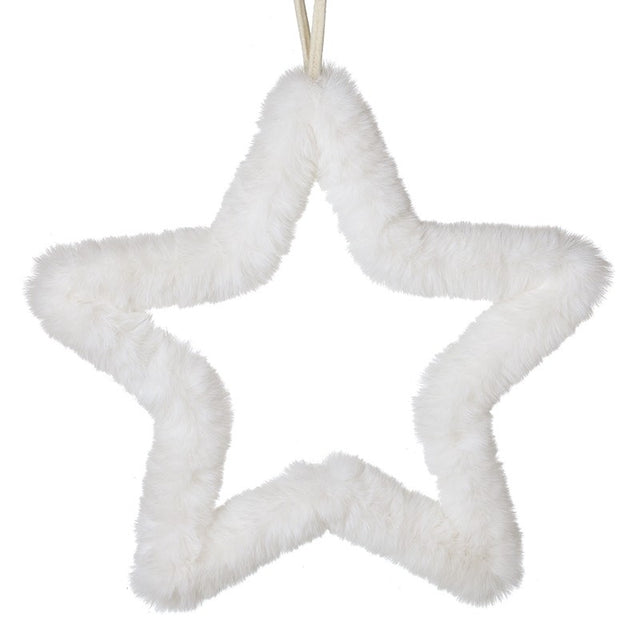 Fluffy Hanging White Star Large