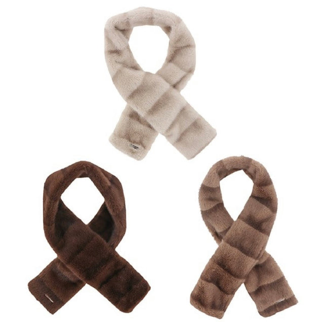Faux Fur Crossover Scarf - Cream
