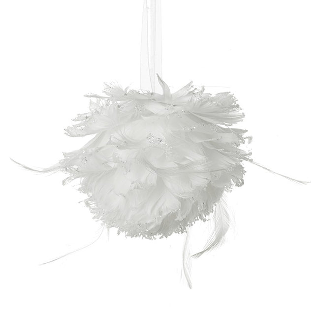 White Feather Ball Hanger
