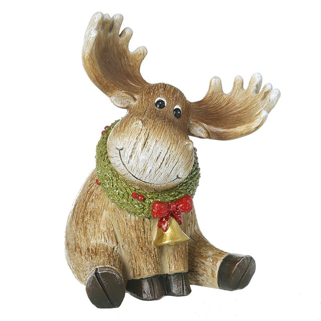 Sitting Resin Moose Bell Wreath