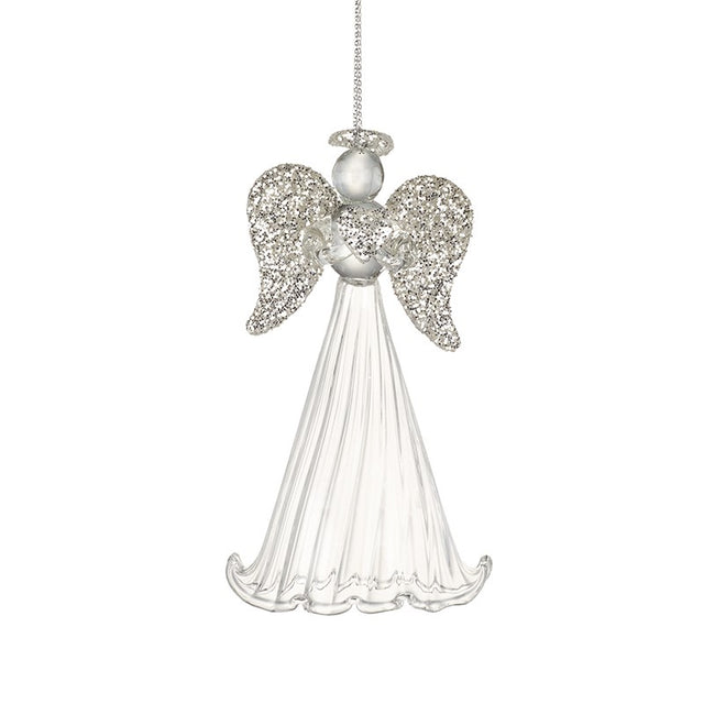 Small Glass Angel Silver WIngs