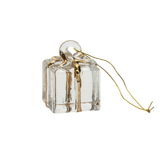 Glass Hanging Gold Present