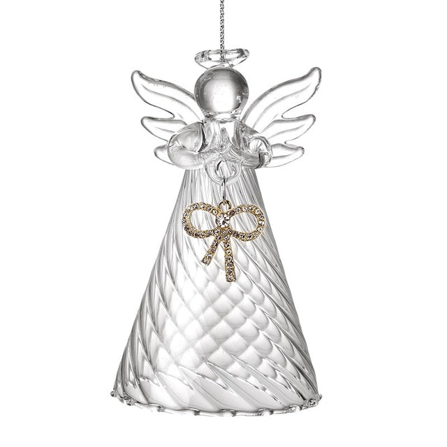 Glass Hanging Angel Angel with Bow