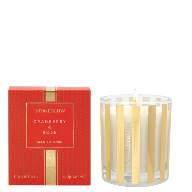 Stoneglow Icon Collection - Cranberry & Rose Glass Candle