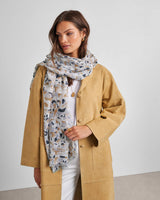 Katie Loxton Printed Scarf - Terazzo - White/Camel/Navy