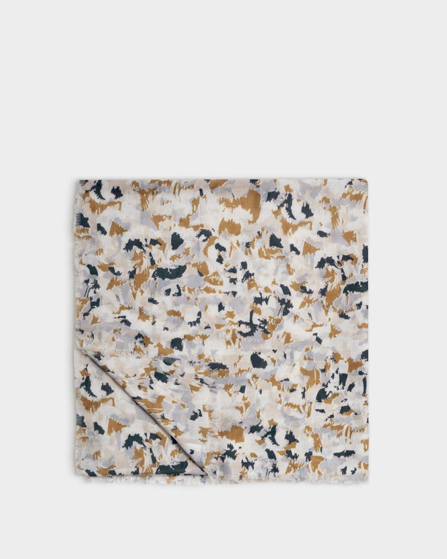 Katie Loxton Printed Scarf - Terazzo - White/Camel/Navy