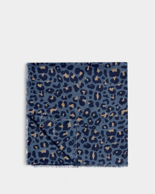 Katie Loxton Printed Scarf - Leopard - Navy/Black/Taupe