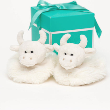 Highland Cow Baby Slippers Cream