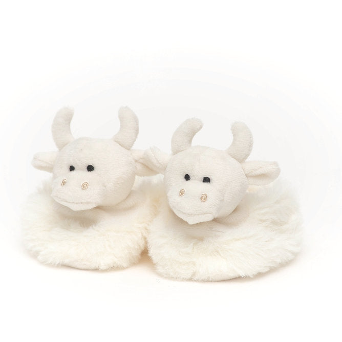 Highland Cow Baby Slippers Cream