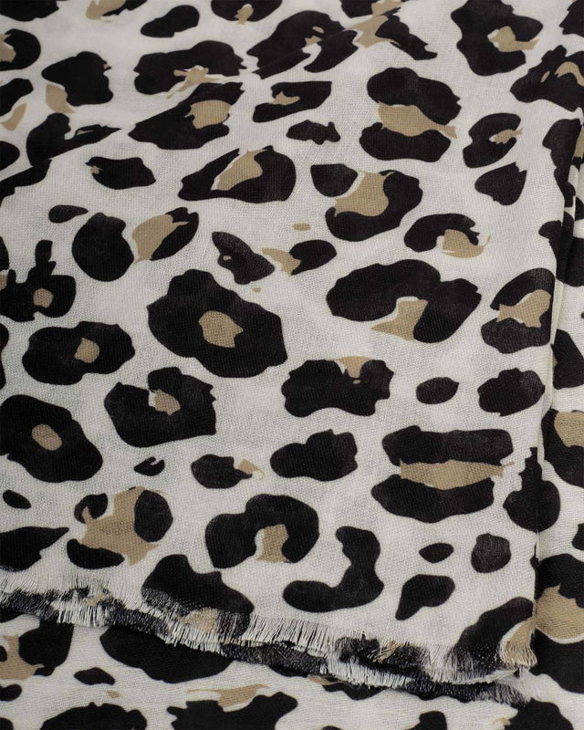 Katie Loxton Printed Scarf - Leopard - Off White/Black