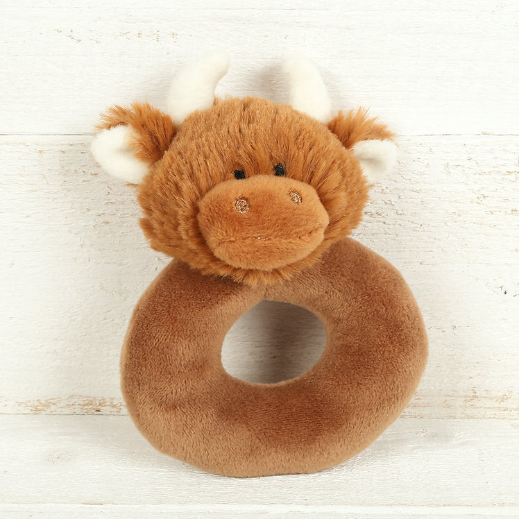 Highland Coo Baby Rattle Brown