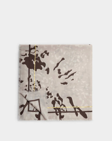 Katie Loxton Printed Foil Scarf - Animal - Light Taupe/Off White