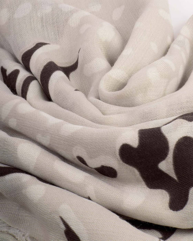 Katie Loxton Printed Foil Scarf - Animal - Light Taupe/Off White