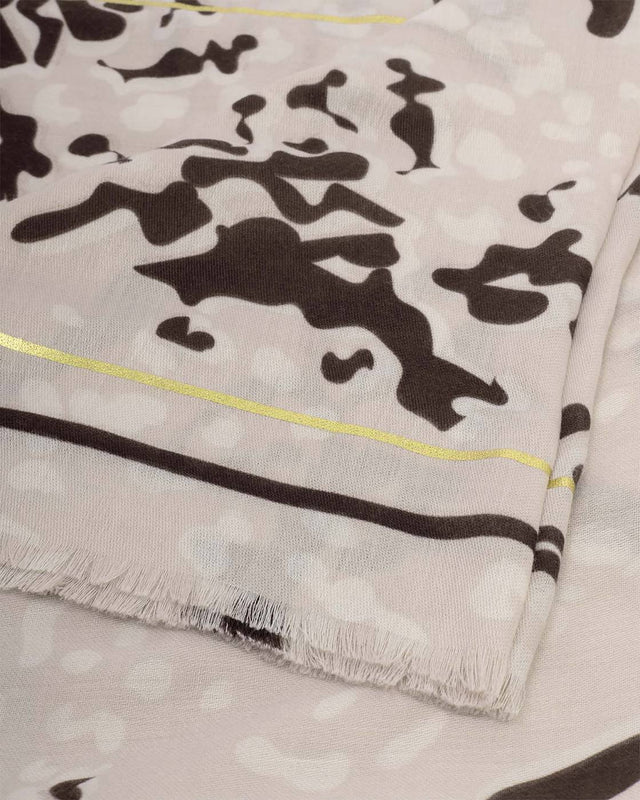 Katie Loxton Printed Foil Scarf - Animal - Light Taupe/Off White