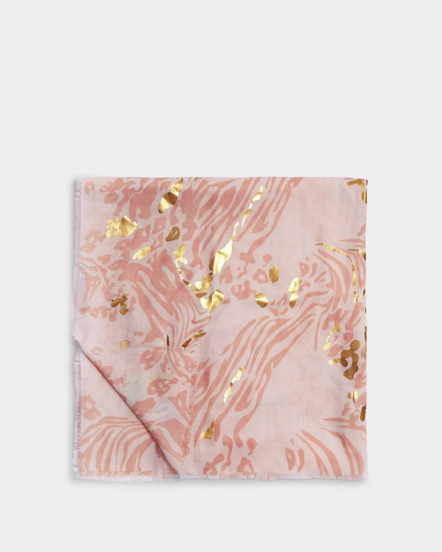 Katie Loxton Printed Foil Scarf - Animal - Dusty Pink