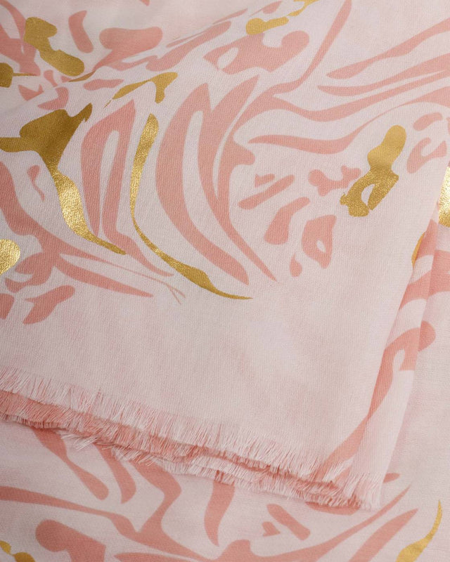 Katie Loxton Printed Foil Scarf - Animal - Dusty Pink