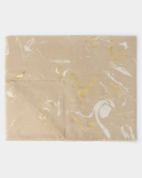 Katie Loxton Printed Foil Scarf - Marble - Light Taupe