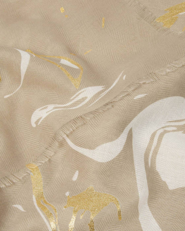 Katie Loxton Printed Foil Scarf - Marble - Light Taupe